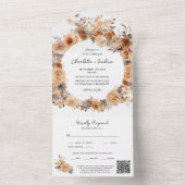 Moderne Bohemische Terracotta QR Hochzeit All In One Einladung (Innen Boden)