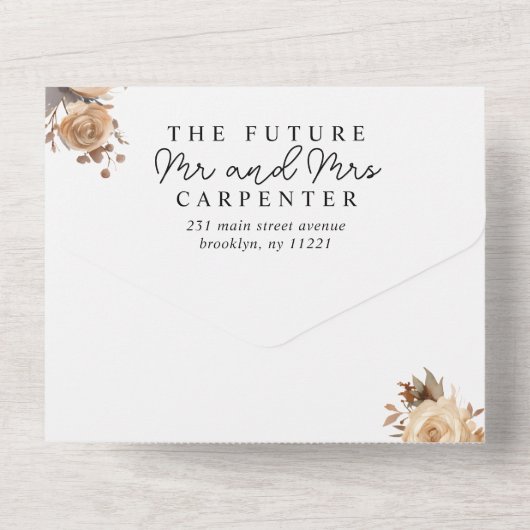 Moderne Bohemische Terracotta QR Hochzeit All In One Einladung (Rückseite)