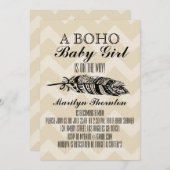 Moderne Bohemische Tribal Feather Zickzack Baby Du Einladung (Vorne/Hinten)