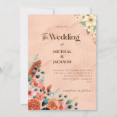 Moderne Bohemische Wasserfarbenflora Einladung (Vorderseite)