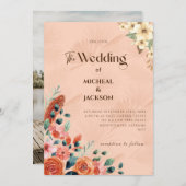 Moderne Bohemische Wasserfarbenflora Einladung (Vorne/Hinten)