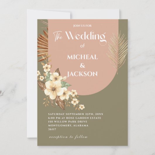 Moderne Bohemische Wasserfarbenflora Einladung (Vorderseite)