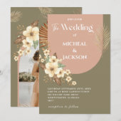 Moderne Bohemische Wasserfarbenflora Einladung (Vorne/Hinten)