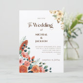 Moderne Bohemische Wasserfarbenflora Einladung (Stehend Vorderseite)