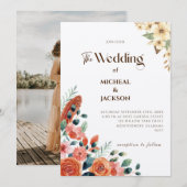 Moderne Bohemische Wasserfarbenflora Einladung (Vorne/Hinten)