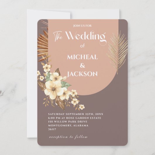 Moderne Bohemische Wasserfarbenflora Einladung (Vorderseite)