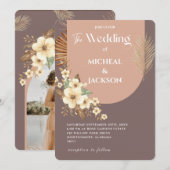 Moderne Bohemische Wasserfarbenflora Einladung (Vorne/Hinten)