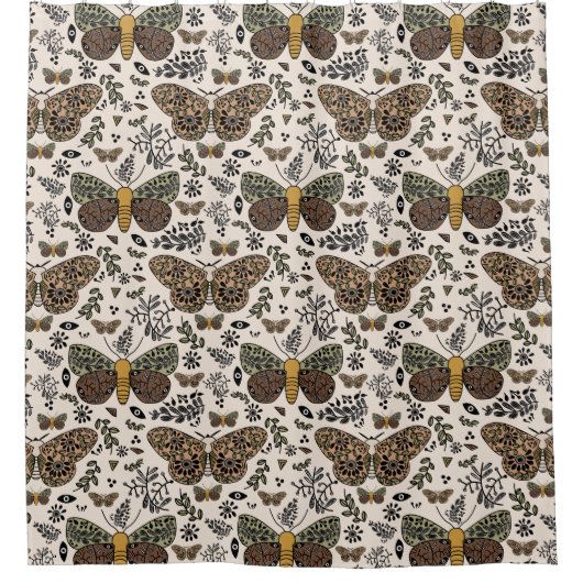 Moderne Bohemische Wildblumen Abstraktes Muster Duschvorhang (Vorderseite)