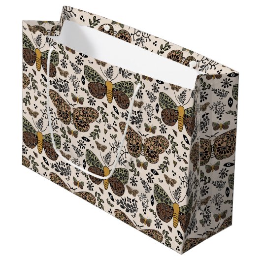 Moderne Bohemische Wildblumen Abstraktes Muster Große Geschenktüte (Vorderseite Schrägansicht)