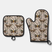 Moderne Bohemische Wildblumen Abstraktes Muster Ofenhandschuh & Topflappen-Set (Vorderseite)