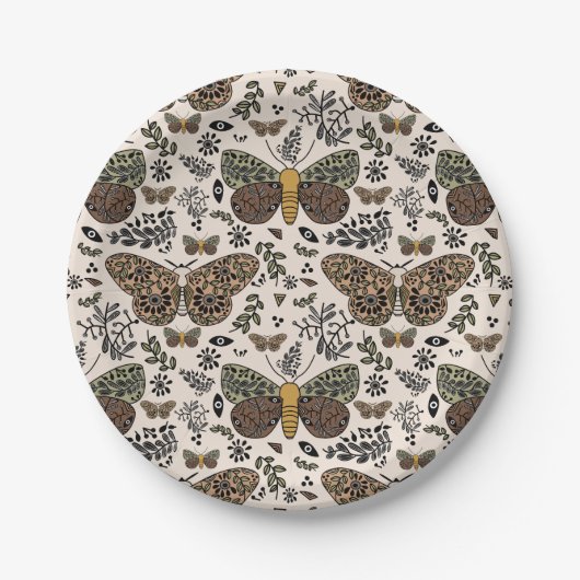 Moderne Bohemische Wildblumen Abstraktes Muster Pappteller (Vorderseite)