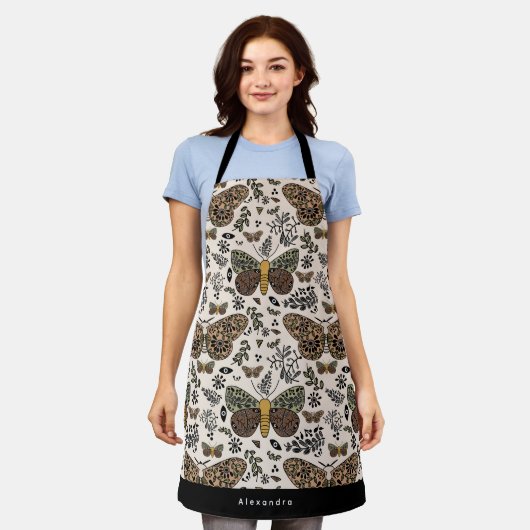 Moderne Bohemische Wildblumen Abstraktes Muster Schürze (Getragen)