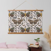Moderne Bohemische Wildblumen Abstraktes Muster Wandteppich Mit Holzrahmen (Schlafzimmer)