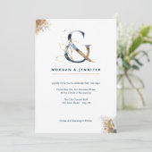 Moderne bohische Ampere, Marine und Gold Einladung (Stehend Vorderseite)