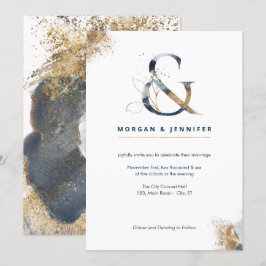 Moderne bohische Ampere, Marine und Gold Einladung