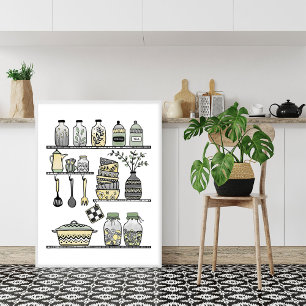 Moderne bohische Küchenmauer aus dem Mittelalter Poster