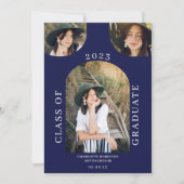 Moderne Bohmarinarche blau 4 Foto Abschluss Einladung (Vorderseite)