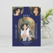 Moderne Bohmarinarche blau 4 Foto Abschluss Einladung (Stehend Vorderseite)