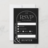 Moderne Bohmarsch Hochzeit schwarz RSVP Karte (Vorderseite)