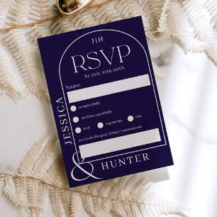 Moderne Bohmarsch Hochzeitsnacht blau RSVP Karte