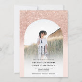 Moderne Bohmarsche Rose gold pink 4 Foto Abschluss Einladung (Rückseite)