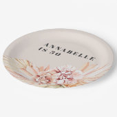 Moderne böhmische Aquarellblütenpastel Geburtstag Pappteller (Schrägansicht)