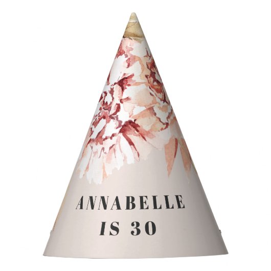 Moderne böhmische Aquarellblütenpastel Geburtstag Partyhütchen (Vorderseite)