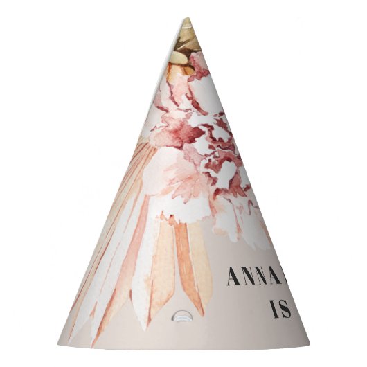 Moderne böhmische Aquarellblütenpastel Geburtstag Partyhütchen (Links)