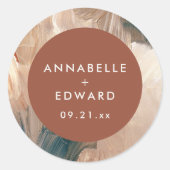 Moderne böhmische malerische Terrakotta aquamarine Runder Aufkleber (Vorderseite)