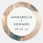 Moderne böhmische malerische Terrakotta aquamarine Runder Aufkleber (Vorderseite)