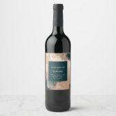 Moderne böhmische malerische Terrakotta aquamarine Weinetikett (Vorderseite)