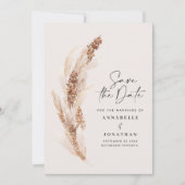 Moderne böhmische Naturpampas Gras Hochzeit gerett Save The Date (Vorderseite)