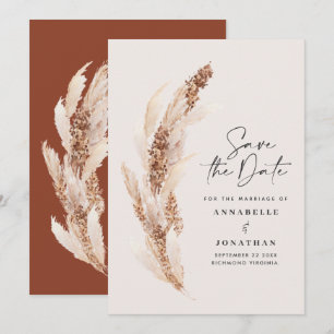 Moderne böhmische Naturpampas Gras Hochzeit gerett Save The Date