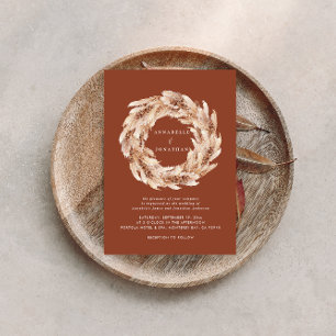 Moderne böhmische Naturpampas-Gras-Hochzeit invit Einladung