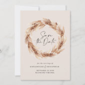 Moderne böhmische Naturpampas-Gras-Hochzeit invit Einladung (Vorderseite)