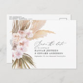 Moderne böhmische Pampas-Gras-Orchideen-Hochzeitsn Ankündigungspostkarte (Vorne/Hinten)