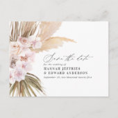 Moderne böhmische Pampas-Gras-Orchideen-Hochzeitsn Ankündigungspostkarte (Vorderseite)