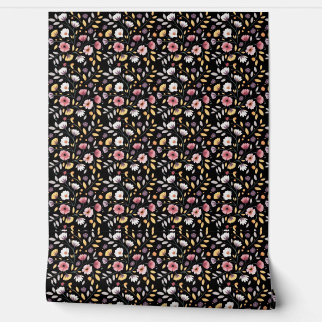 Moderne böhmische Wildblumen Tapete (Abrollen)