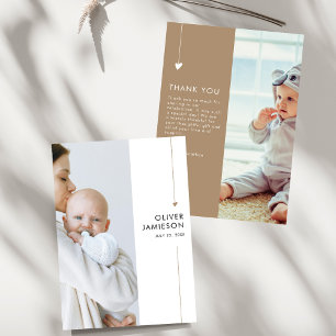 Moderne Boho 2 Foto Baby Shower Dankeskarte
