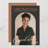 Moderne Boho Abschluss Foto-Ankündigungskarte Ankündigung (Vorne/Hinten)