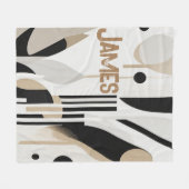 Moderne Boho-Abstrakt Beige Fleecedecke (Vorderseite (Horizontal))