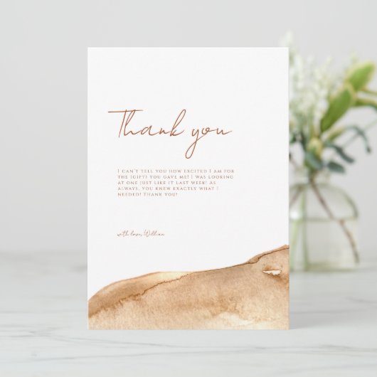 Moderne Boho Abstrakt Wüstendusche Dankeskarte (Stehend Vorderseite)