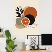Moderne Boho-Abstrakte Kunst Orange und Terrakotta Poster (Heimbüro)