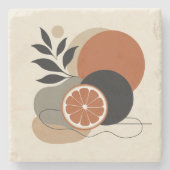 Moderne Boho-Abstrakte Kunst Orange und Terrakotta Steinuntersetzer (Vorderseite)