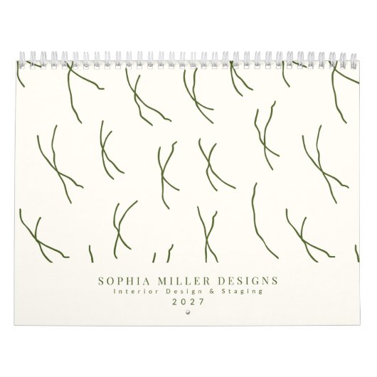 Moderne Boho-Abstrakte Linien Innenarchitekt Creme Kalender (Titelbild)