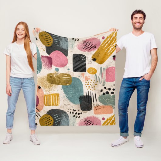 Moderne Boho-Abstrakte Muster | Texturiert Farbige Fleecedecke (Beispiel)