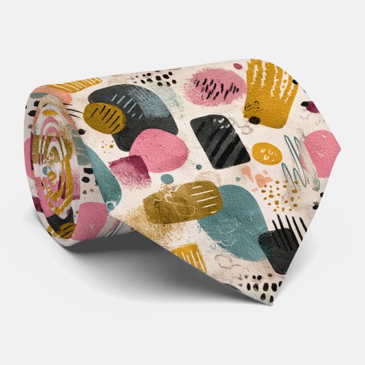 Moderne Boho-Abstrakte Muster | Texturiert Farbige Krawatte (Gerollt)