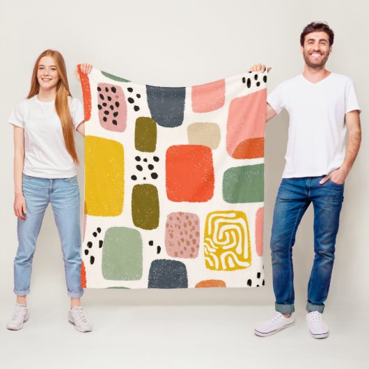 Moderne Boho-Abstrakte Wasserfarbmuster | Bunt Fleecedecke (Beispiel)