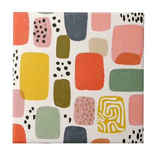 Moderne Boho-Abstrakte Wasserfarbmuster | Bunt Fliese (Vorderseite)