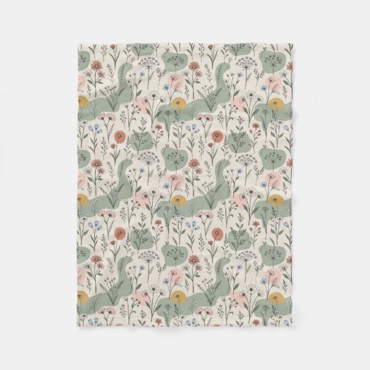 Moderne Boho-Abstrakte Wildblumen-Decke Fleecedecke (Vorderseite)